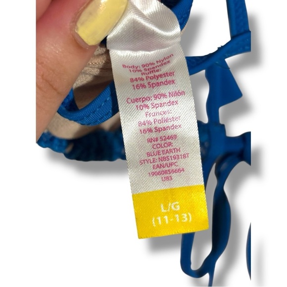 No Boundaries Blue Crochet Ruffle Strappy Adjustable Bikini Top - Picture 16 of 16